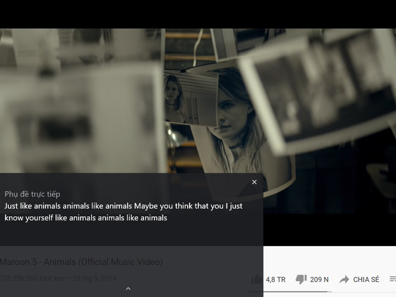 Nhấn đ&uacute;p để ph&oacute;ng to hoặc thu nhỏ phụ đề